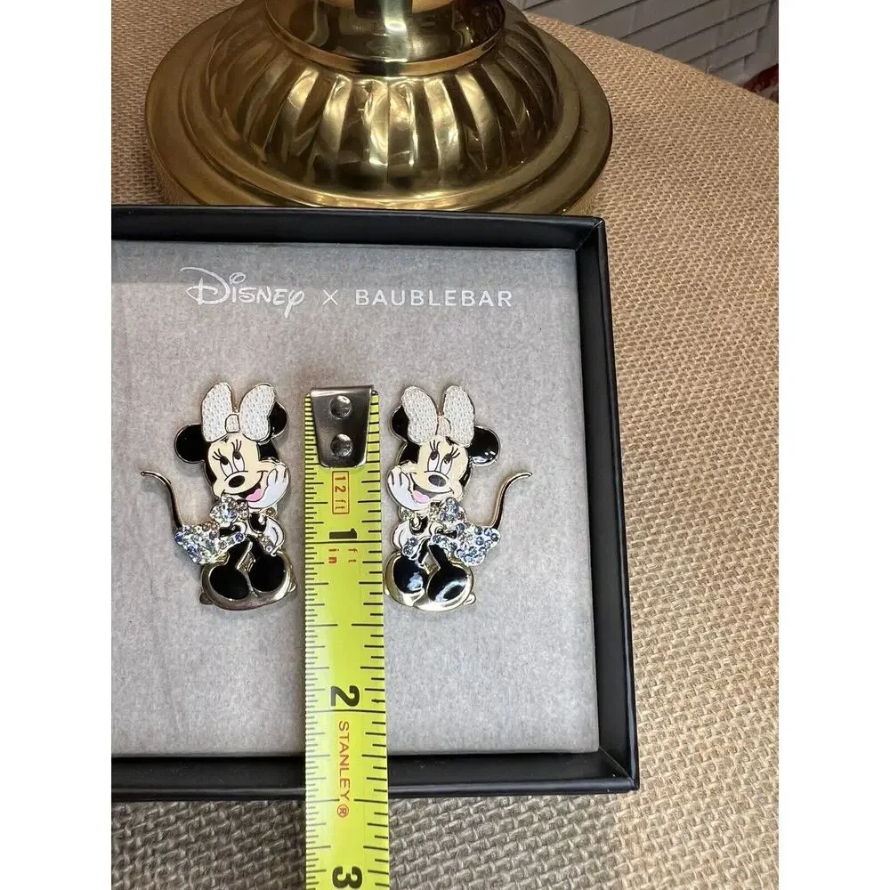 Disney x Baublebar Minnie Mouse Pearl/Rhinestone Enamel Earrings NEW